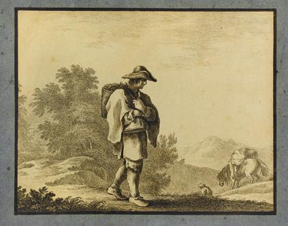 Stefano della Bella A Peasant Walking Through a Landscape
