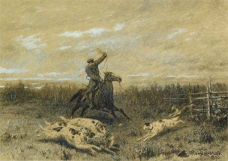 Pyotr Petrovich Sokolov  Hunting with Borzoi