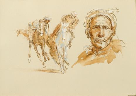 Jonathan Kenworthy Afghan Head with Two Riders Fighting for a Carcass