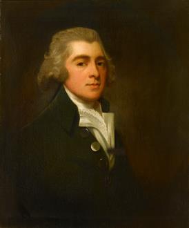 George Romney Portrait of a Gentleman, Half-Length, Wearing a Dark Coat and White Stock