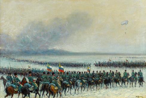 Count Matteo Lovatti The Russian Army Mobilising Behind an Observation Balloon
