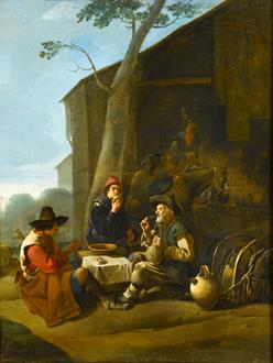 Johannes Lingelbach Peasants Resting Before an Inn