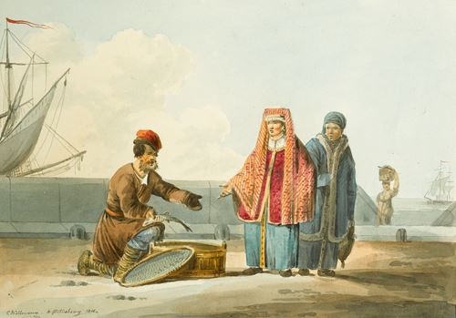 A Russian Peasant Selling Fish & A Russian Peasant with a Sledge