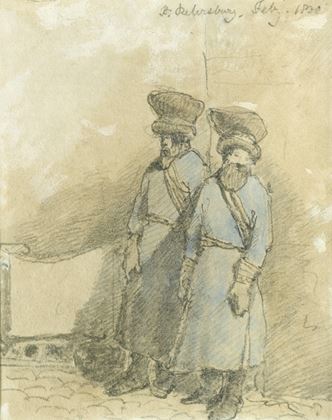 Two Cossacks on Guard & Study of a Log Sleigh