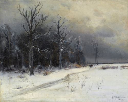 A Winter Landscape with a Troika on a Track