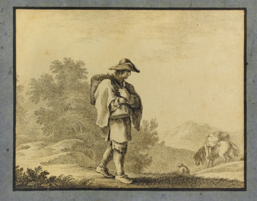 A Peasant Walking Through a Landscape