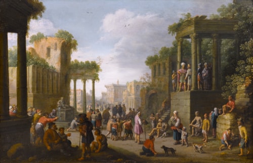 Architectural Ruin with a Crowd