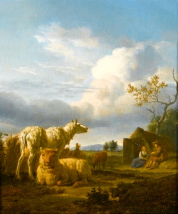 Pastoral Landscape with Sheep and Peasants