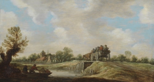 A Landscape with Peasants in a Wagon Crossing a Bridge